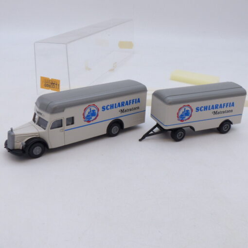 Brekina 1:87 Nr.: 5511 Mercedes Benz L6600 Hängerzug Schlaraffia, in OVP EB2698