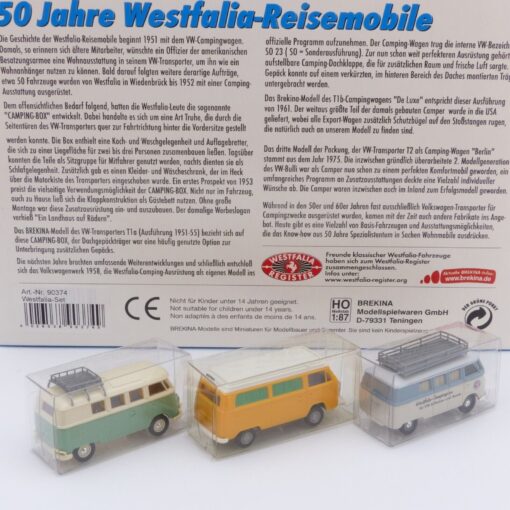 Brekina 1:87 Set Nr.: 90374 3 x VW Bus T1 + T2 Westfalia - rar, in OVP EX2162 – Bild 3