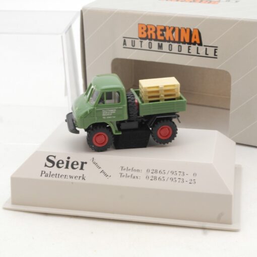 Brekina 1:87 Werbemodell Unimog Pritsche Seier Palettenwerk in OVP QR2626 – Bild 3