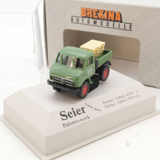 Brekina 1:87 Werbemodell Unimog Pritsche Seier Palettenwerk in OVP QR2626