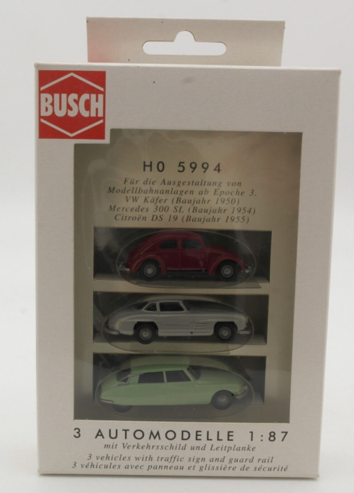 Busch 1:87 5994 3 Automodelle VW Mercedes Cirtoen in OVP QR6378