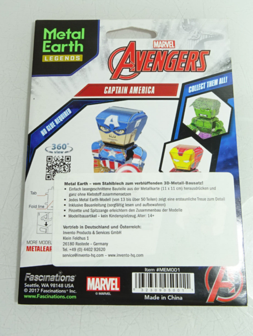 Fascinations Metall Earth Legends Bausatz 3 D Figur Capt. America in OVP AR8172