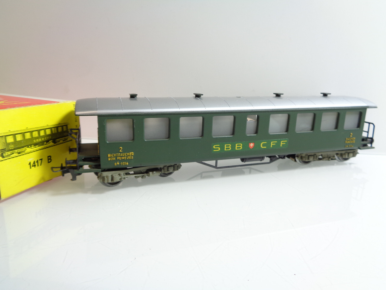 Fleischmann H0 1417 B Personenwagen 2.Kl. mit Beleuchtung der SBB in OVP JD3738