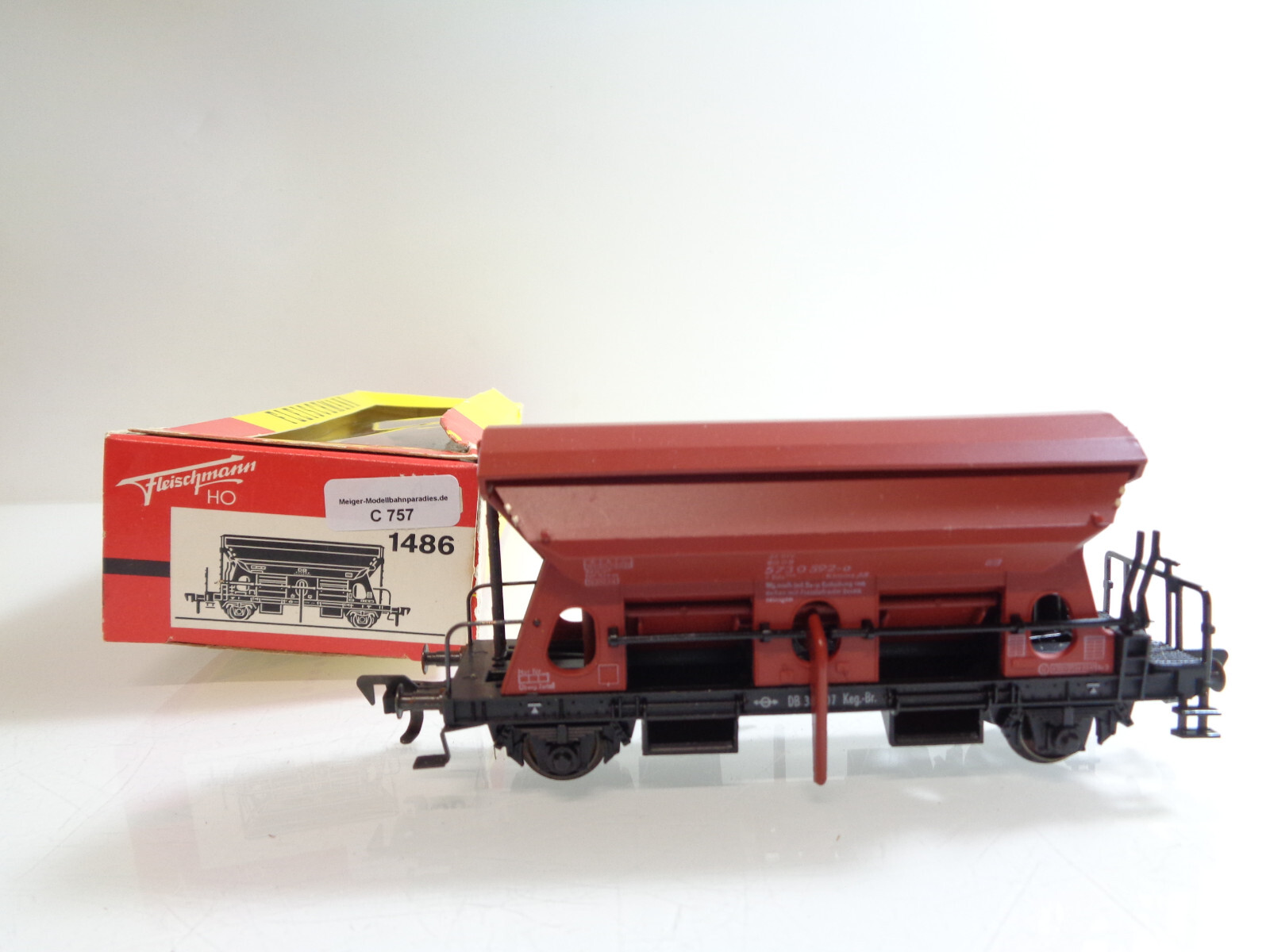 Fleischmann H0 1486 AC Schotterwagen mit Entladehebel der DB in OVP C757