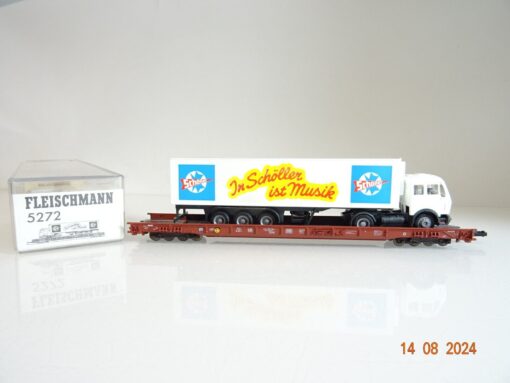 Fleischmann H0 5272 Niederflurwagen mit LKW neuwertig in OVP PR2056 – Bild 3