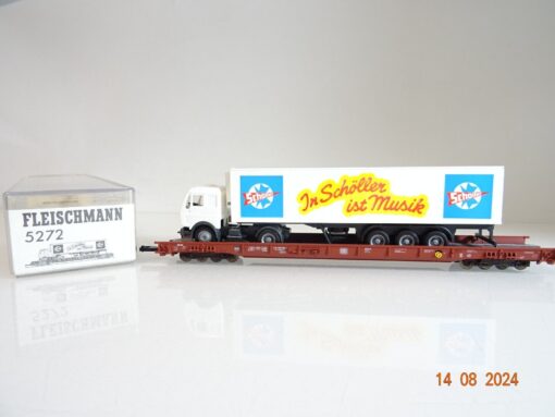 Fleischmann H0 5272 Niederflurwagen mit LKW neuwertig in OVP PR2056