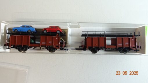 Fleischmann H0 985809 Autotransportwagen Set 2 tlg. 4 PKW`S der DB in OVP PR8008