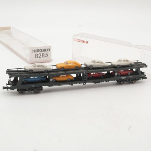 Fleischmann N 8285 Doppelstockw. Autotransport mit 8 PKW in OVP RR36