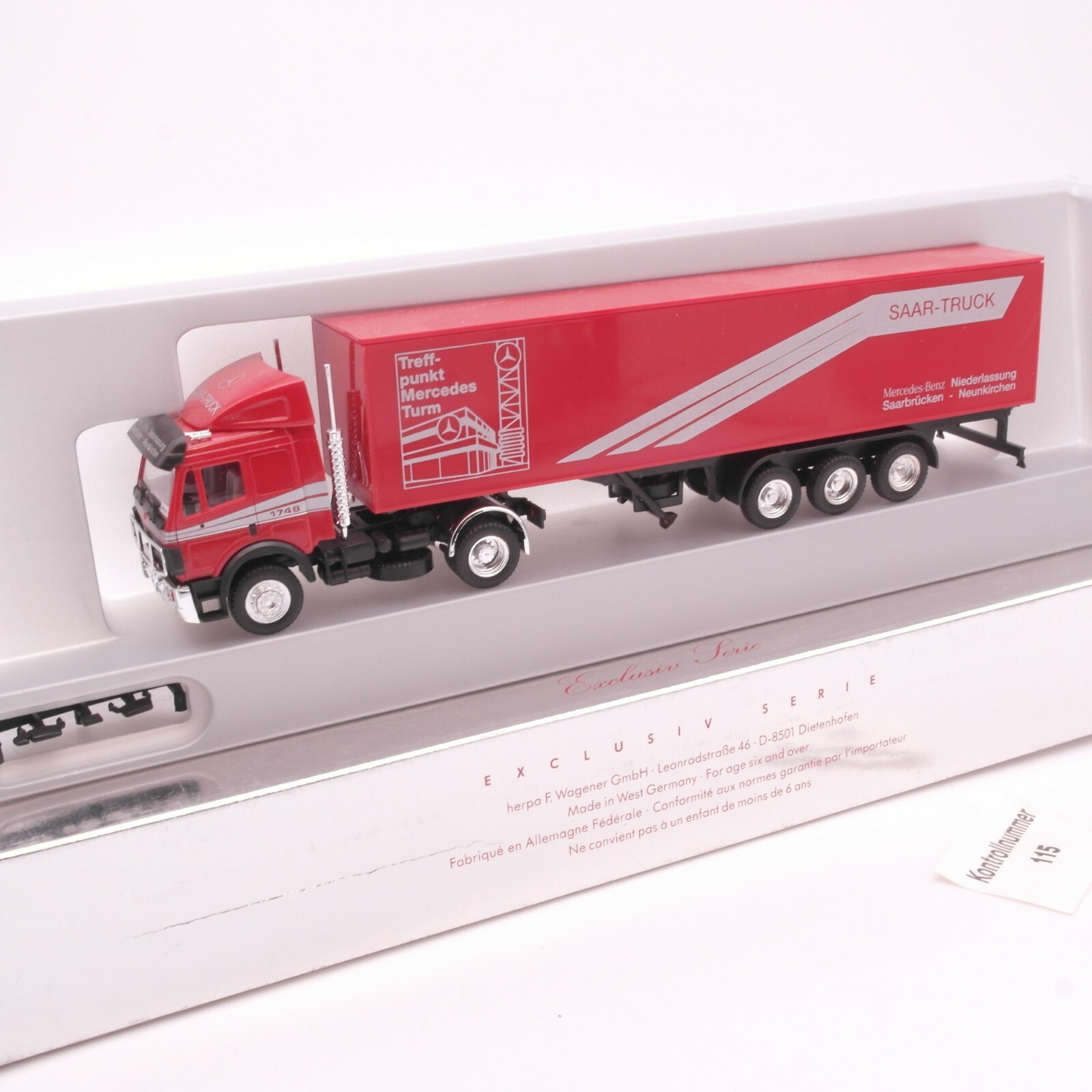 Herpa 1:87 MB SK 1748 Koffersattelzug SAAR TRUCK in OVP RT2497 – Bild 3