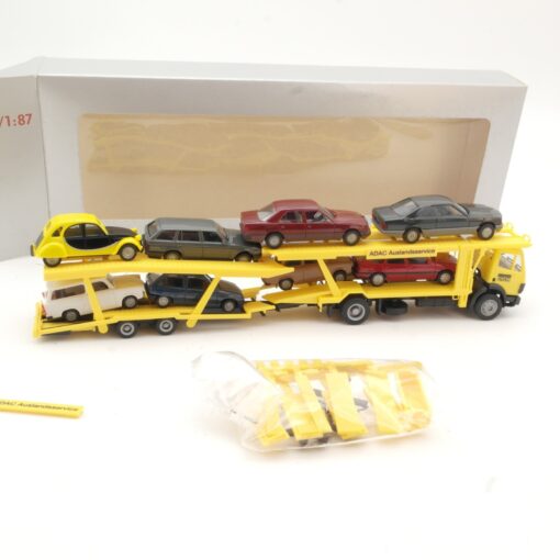 Herpa 1:87 MB SK Autotransporter ADAC mit 8 PKW Exclusiv Serie in OVP QR5820 – Bild 5