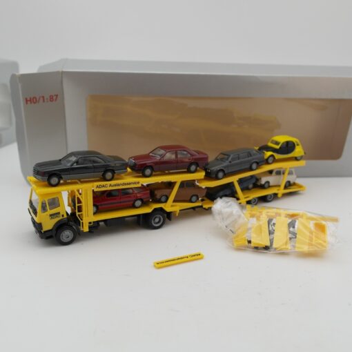 Herpa 1:87 MB SK Autotransporter ADAC mit 8 PKW Exclusiv Serie in OVP QR5820