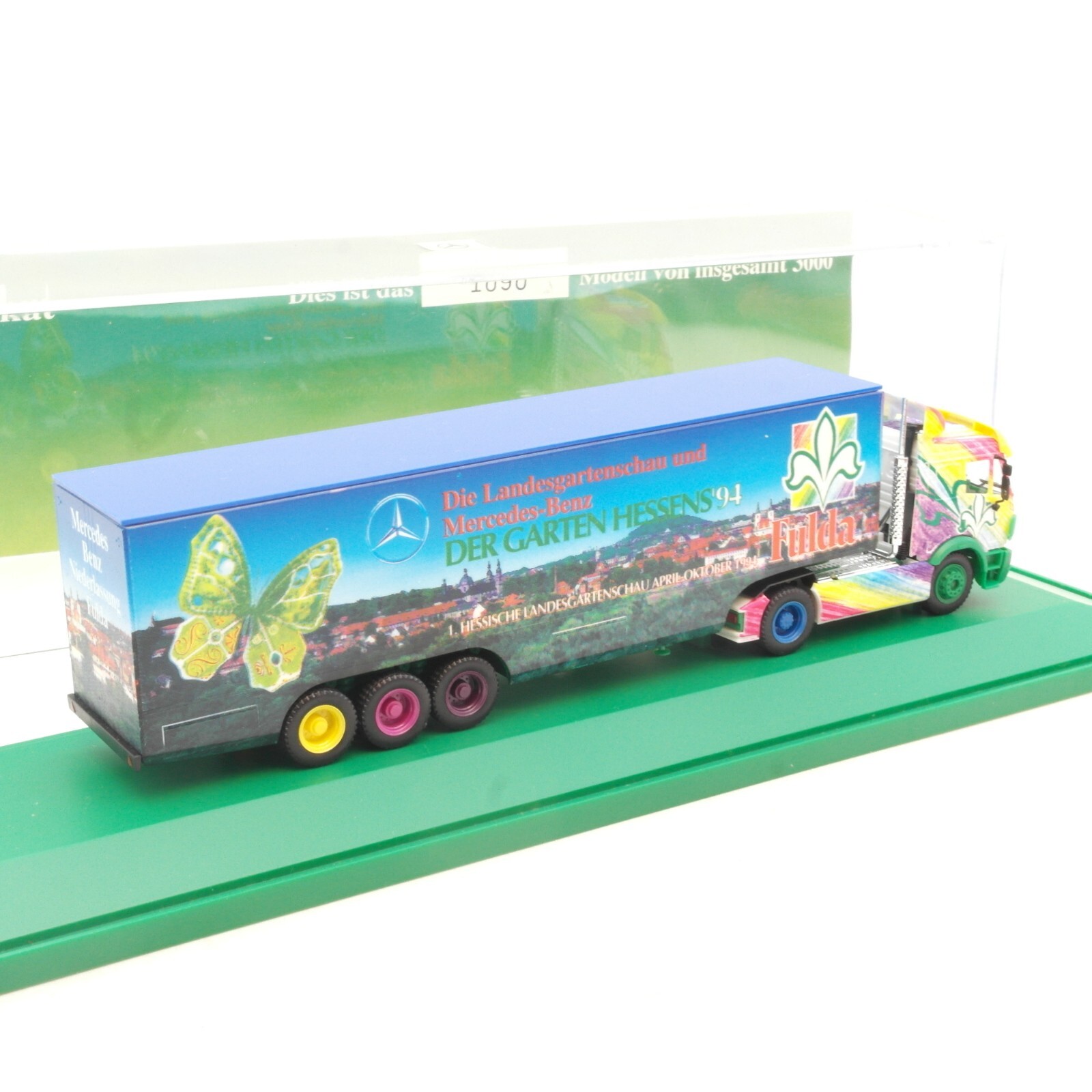 Herpa 1:87 MB SK Sattelzug Landesgartenschau Hessen 94 in PC Box RG1694 – Bild 3