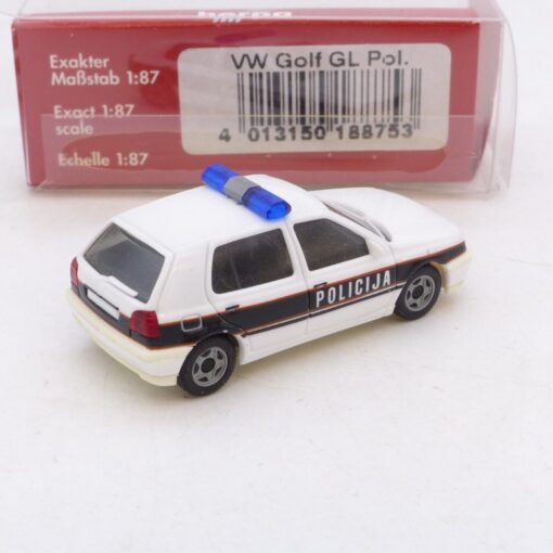 Herpa 1:87 Nr.: 188753 VW Golf GL Policija / Polizei Bosnien, in OVP EB8806 – Bild 3