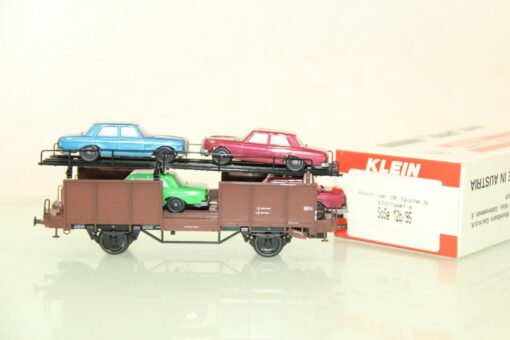 Klein Modellbahn H0 SoSe 12b/95 Autotransportwagen DB mit vier Autos OVP GS2293