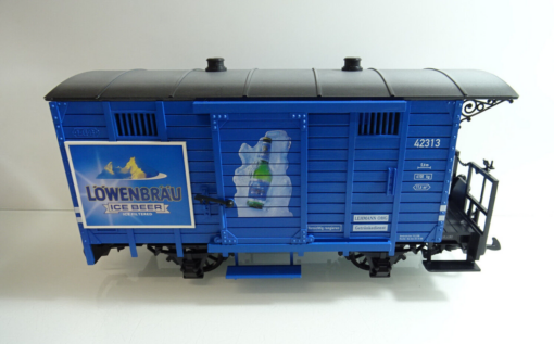 LGB Spur G 42313 Güterwagen Löwenbräu Ice Beer neuwertig in OVP AR6174 – Bild 3