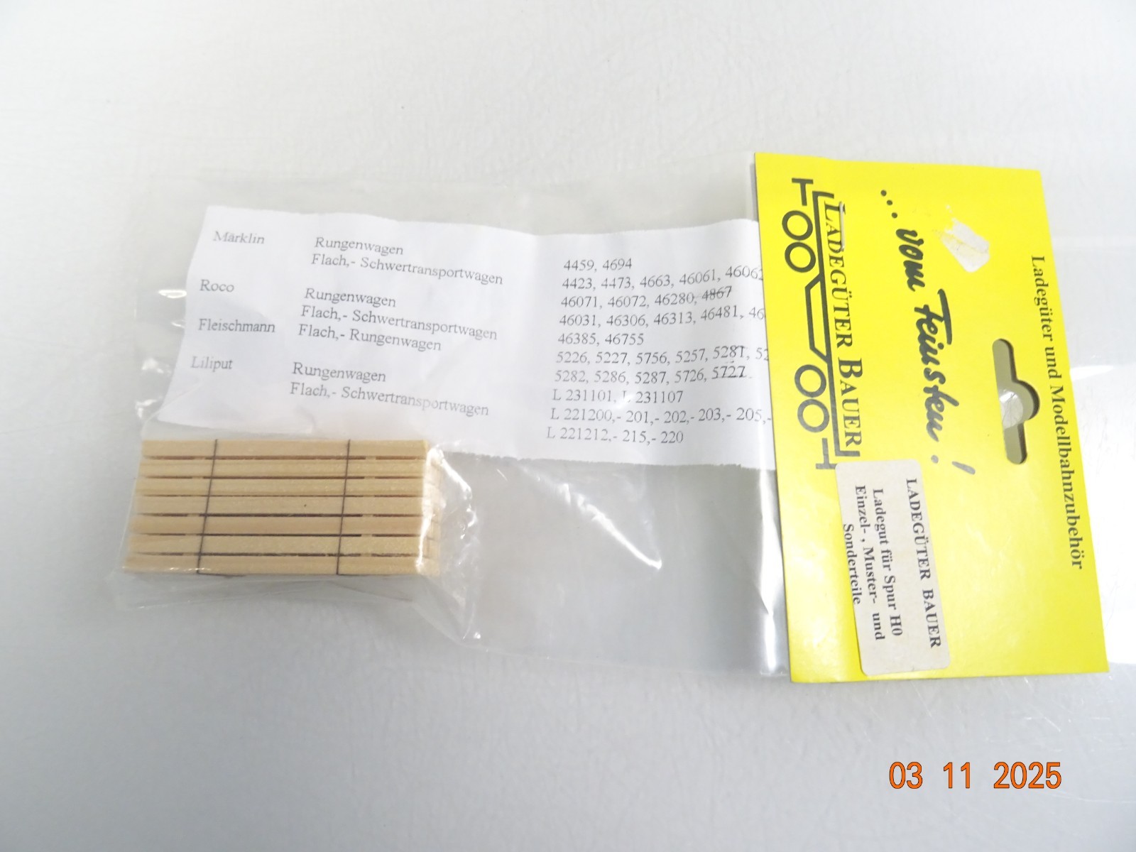 Ladegüter Bauer H0 Ladegut Bretter ca 60 mm neuwertig in OVP RR4301