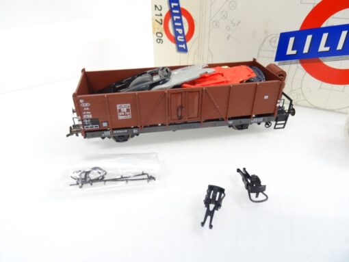 Liliput H0 217 06 Hochbordwagen mit Schrottautos in OVP RR1021 – Bild 3