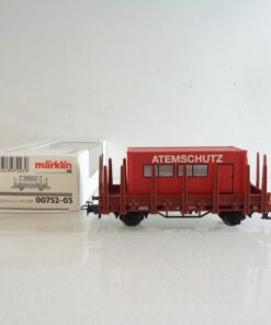 Märklin H0 00752-03 Niederbordwagen mit Atemschutz Container in OVP BH537