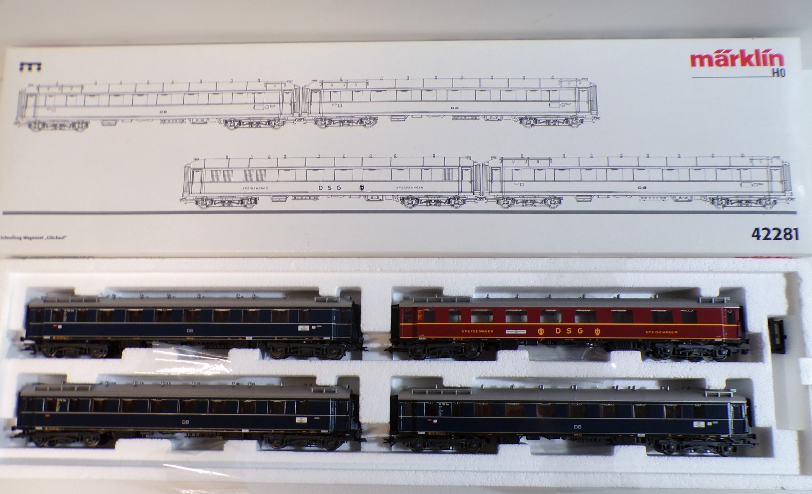 Märklin H0 42281 Schnellzug-Wagenset Glückauf 4 tlg. der DB in OVP BH1910