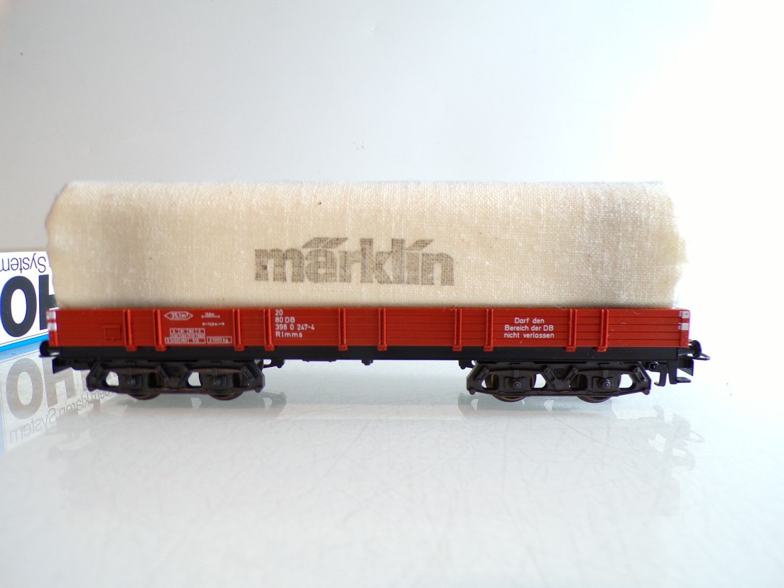 Märklin H0 4475 Niederbordwagen mit Plane der DB in OVP BH1153 – Bild 4