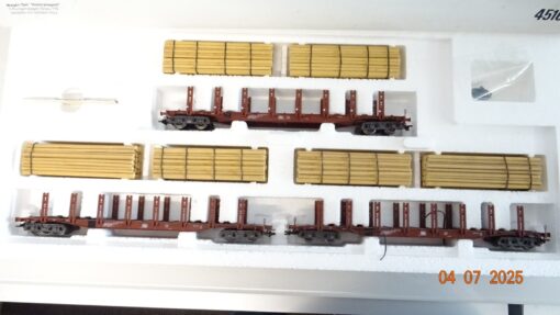 Märklin H0 4516 Wagen-Set Holztransport 3 Rungenwagen Snps 719 DB in OVP PR8842 – Bild 3