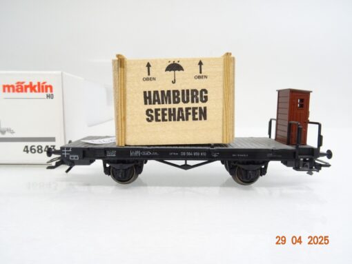 Märklin H0 46843 Flachwagen mit Überseekiste Lanz Bulldog der DB in OVP PR7314