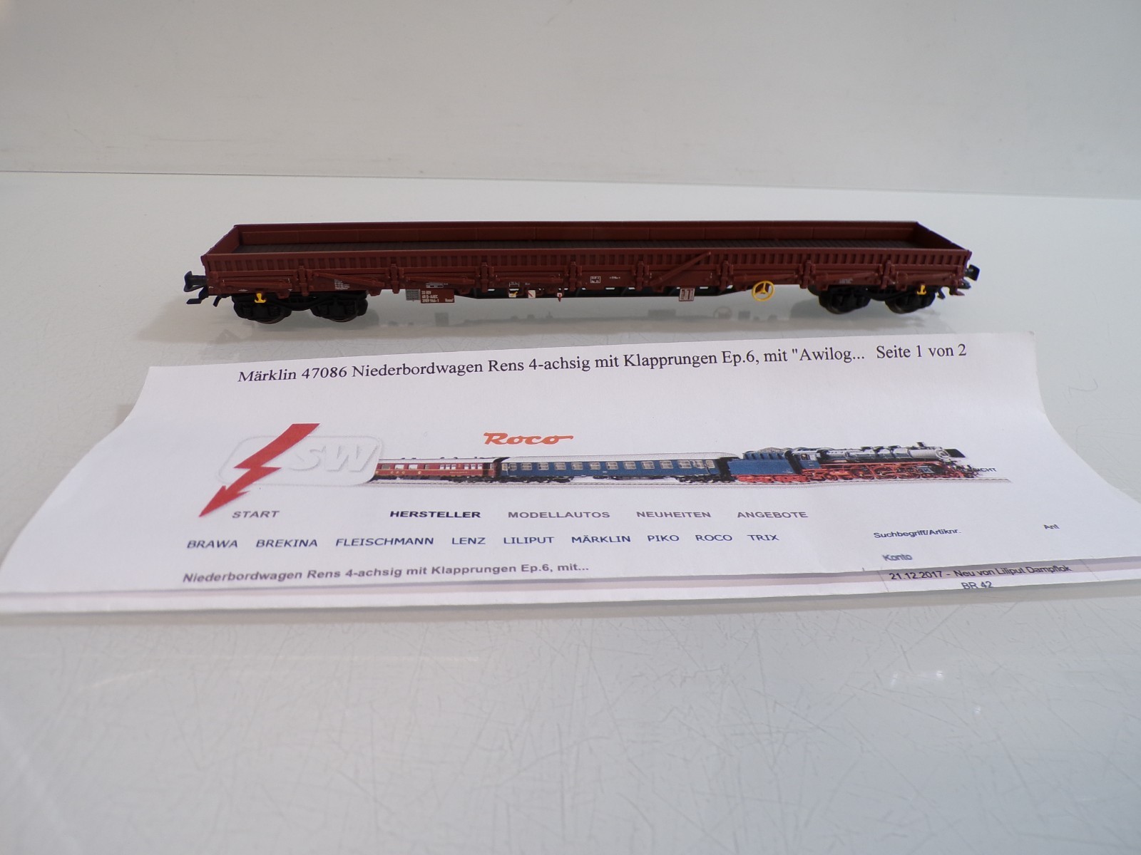 Märklin H0 47086 Niederbordwagen Bauart Rens2 der DB in OVP HS122 – Bild 3