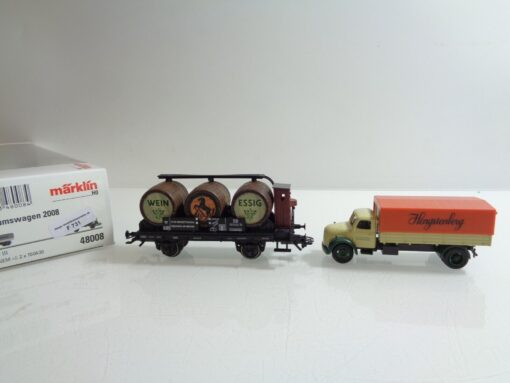 Märklin H0 48008 Museumswagen 2008 Fasswagen mit LKW in OVP F731