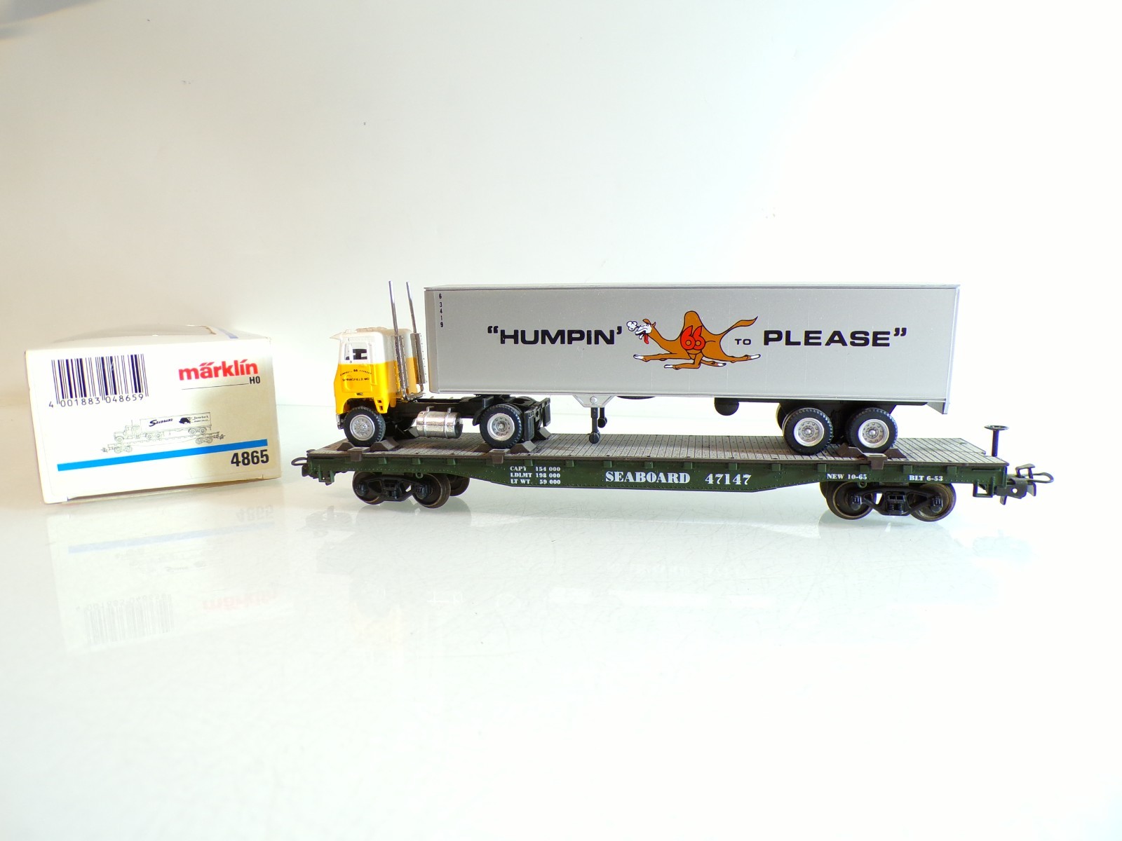 Märklin H0 4865 US Flachwagen SEABOARD 47147 mit LKW in OVP BH1459