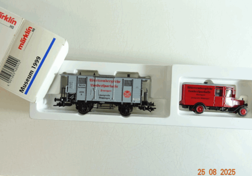 Märklin H0 Museumswagen 1999 ged. Güterwagen/LKW württem. LSK in OVP PR9845