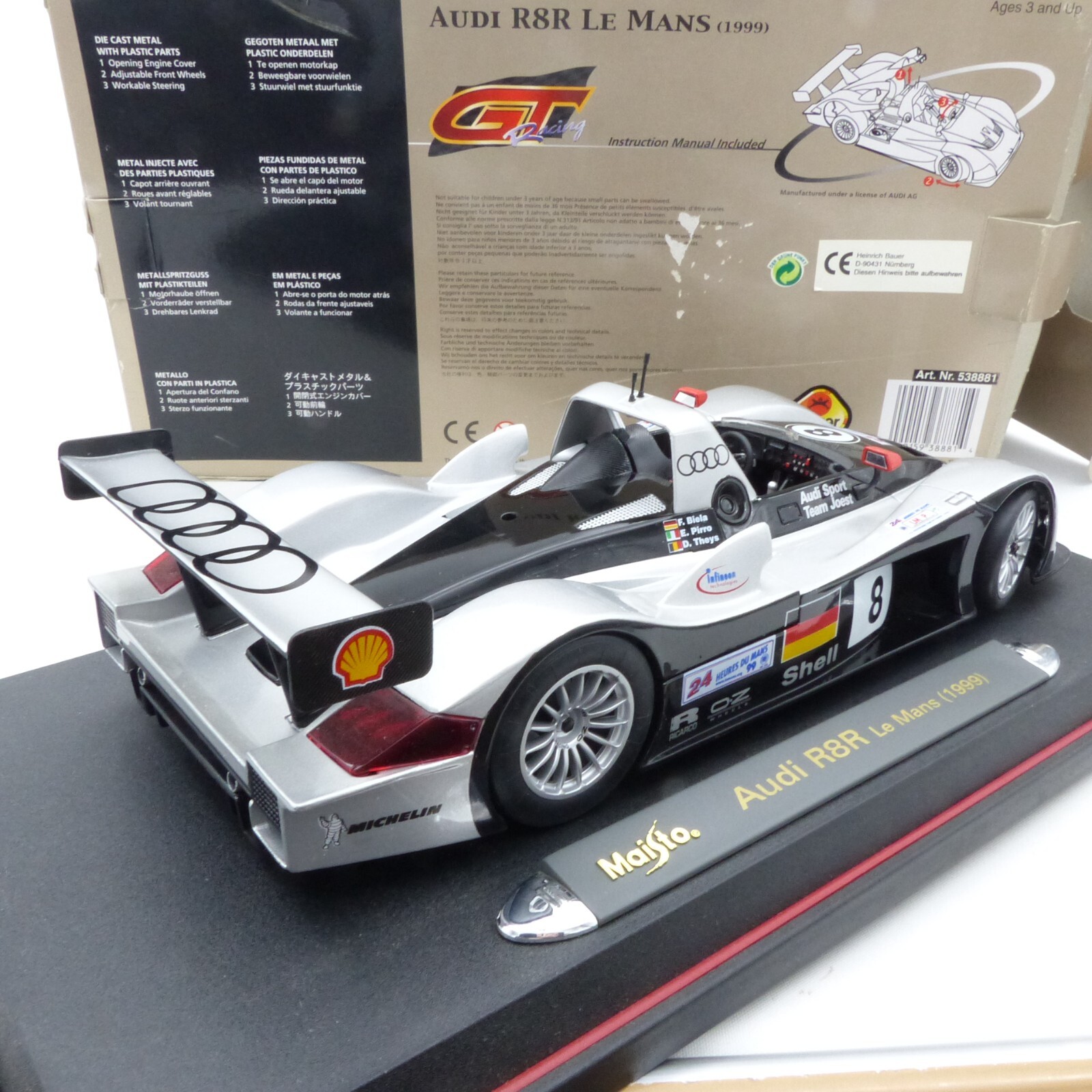 Maisto 1:18 538881 Audi R8 Le Mans (1999) #8 Biela/Pirro/Theys in OVP EX4391 – Bild 4