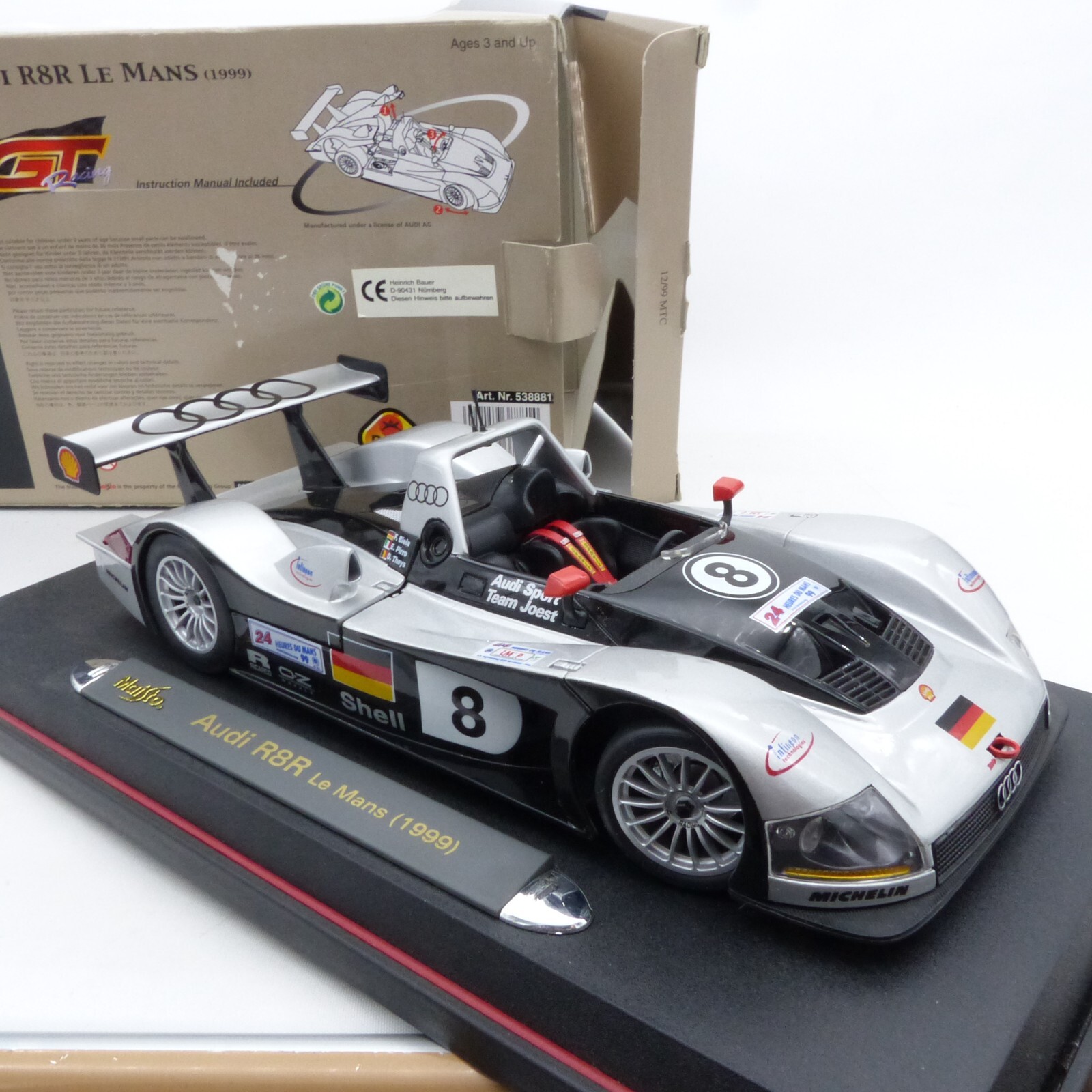 Maisto 1:18 538881 Audi R8 Le Mans (1999) #8 Biela/Pirro/Theys in OVP EX4391 – Bild 7