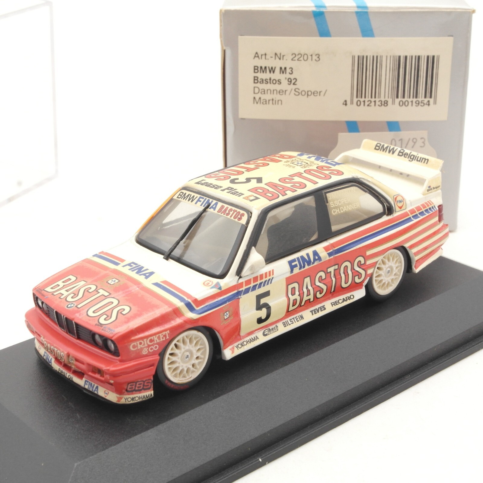 Minichamps 1:43 22013 BMW M3 Bastos 92 Danner Soper Martin #5 in OVP RA9393