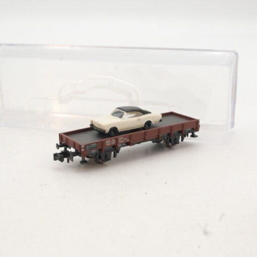 Minitrix N 15042-7 Niederbordwagen mit PKW der DB in OVP QR3382