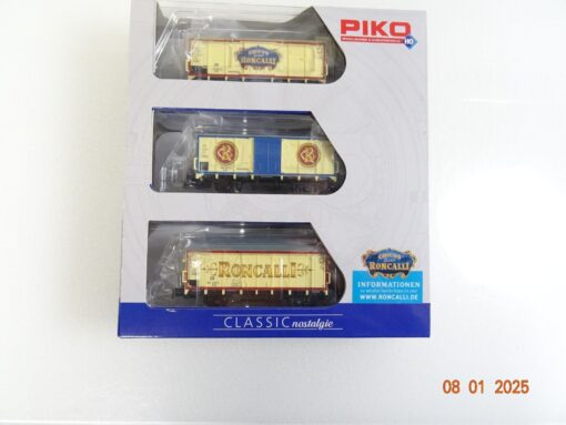 Piko H0 58374 A/B/C  gedeckte Güterwagen Set 3 tlg Roncalli der DB in OVP PR5153