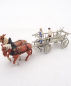 Preiser H0 Pferdegespann mit Anhänger + Figuren RR1701 o.