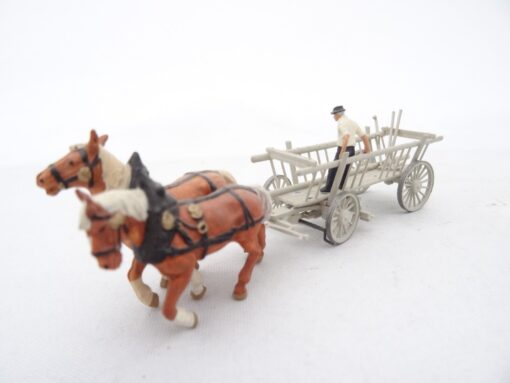 Preiser H0 Pferdegespann mit Leiterwagen RR1670 o.