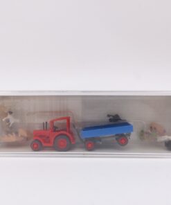 Preiser Spur N 1:160 79502 Hanomag Schlepper + Anhänger + Zubehör in OVP EX8251