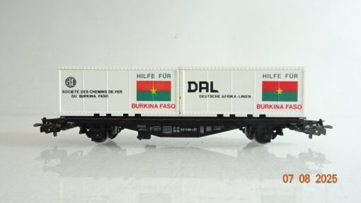 Primex H0 Containertragwagen mit 2 Container Hilfe Burkina Faso PR9500 o.
