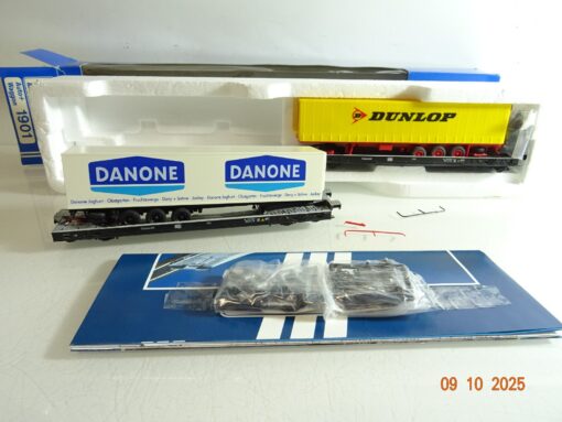 Roco H0 1901 Huckepack-Wippenwagen Dunlop und Danone in OVP RR3808 – Bild 3