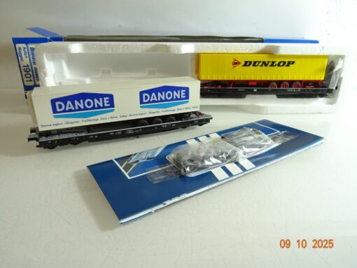 Roco H0 1901 Huckepack-Wippenwagen Dunlop und Danone in OVP RR3808