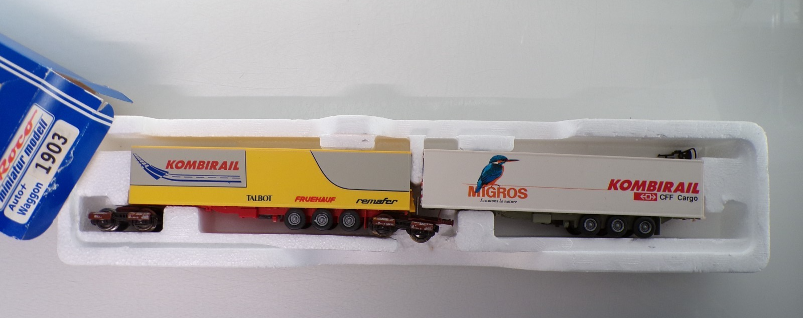 Roco H0 1903 AC Set mit 2 Kombi-Rail Auflieger Auto+Waggon der DB in OVP BH1803