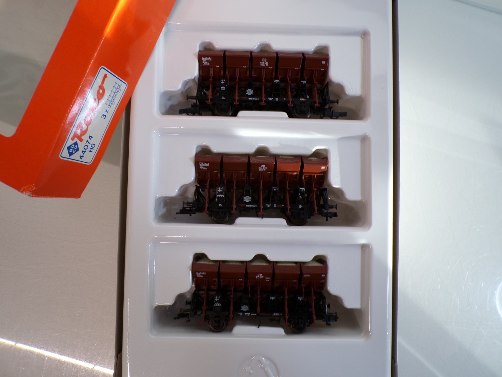 Roco H0 44074 Wagen-Set Muldenkippwagen 3 tlg. der DB in OVP BH1918 – Bild 3