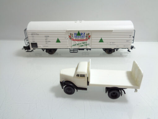 Roco H0 44077 AC gedeckter Güterwagen Harz Brauerei mit LKW der DB in OVP AR5391 – Bild 3