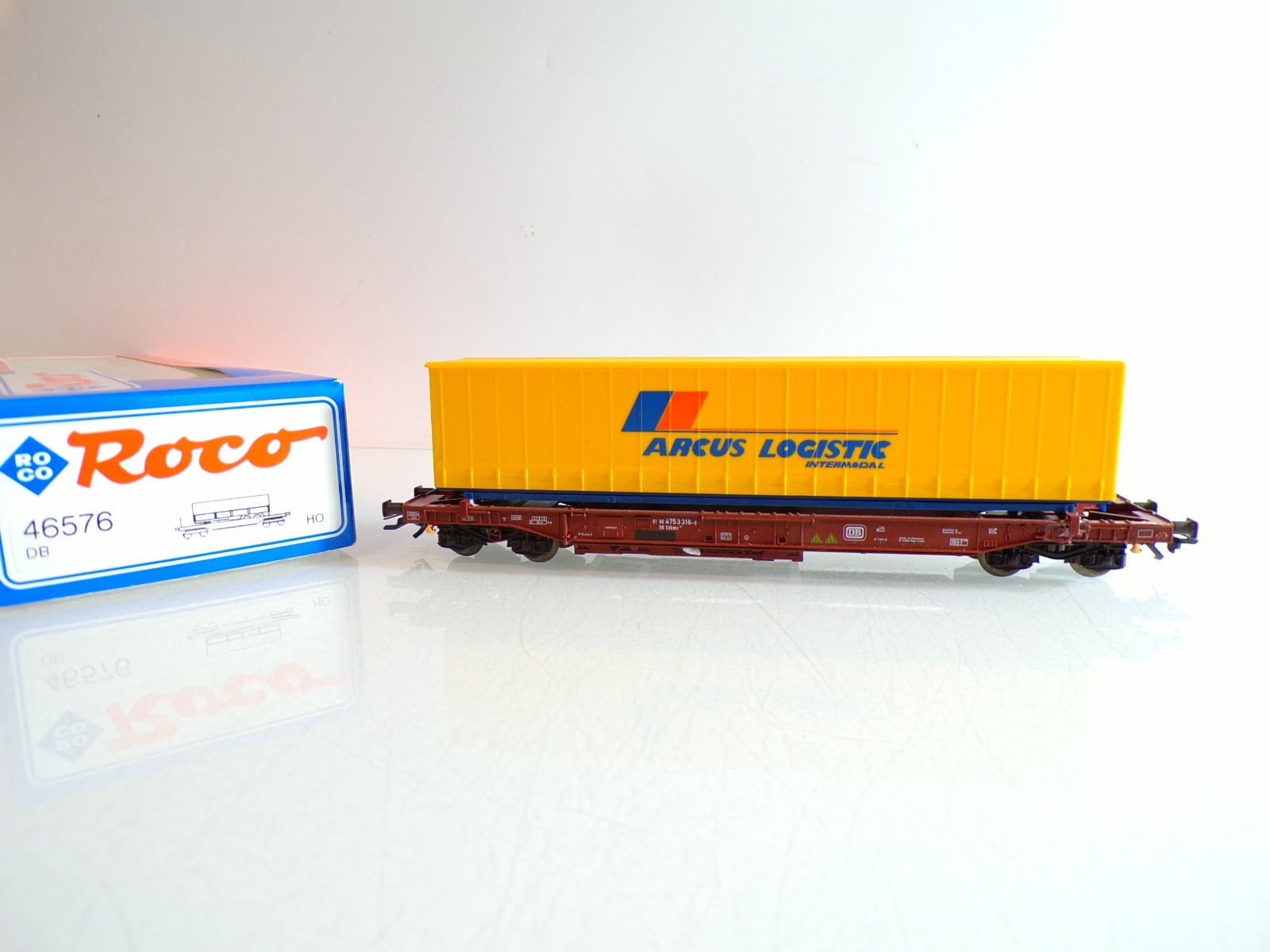 Roco H0 46576 AC Containertragwagen m. Container der DB in OVP f. Märklin BH1274