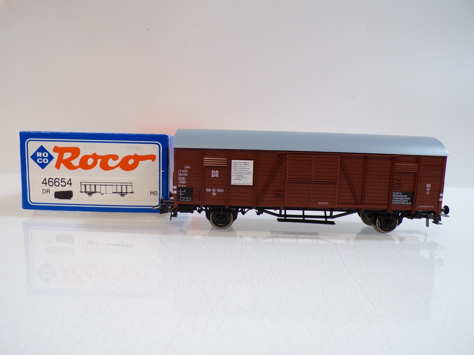 Roco H0 46654 ged. Güterwagen der DR in OVP BH1952