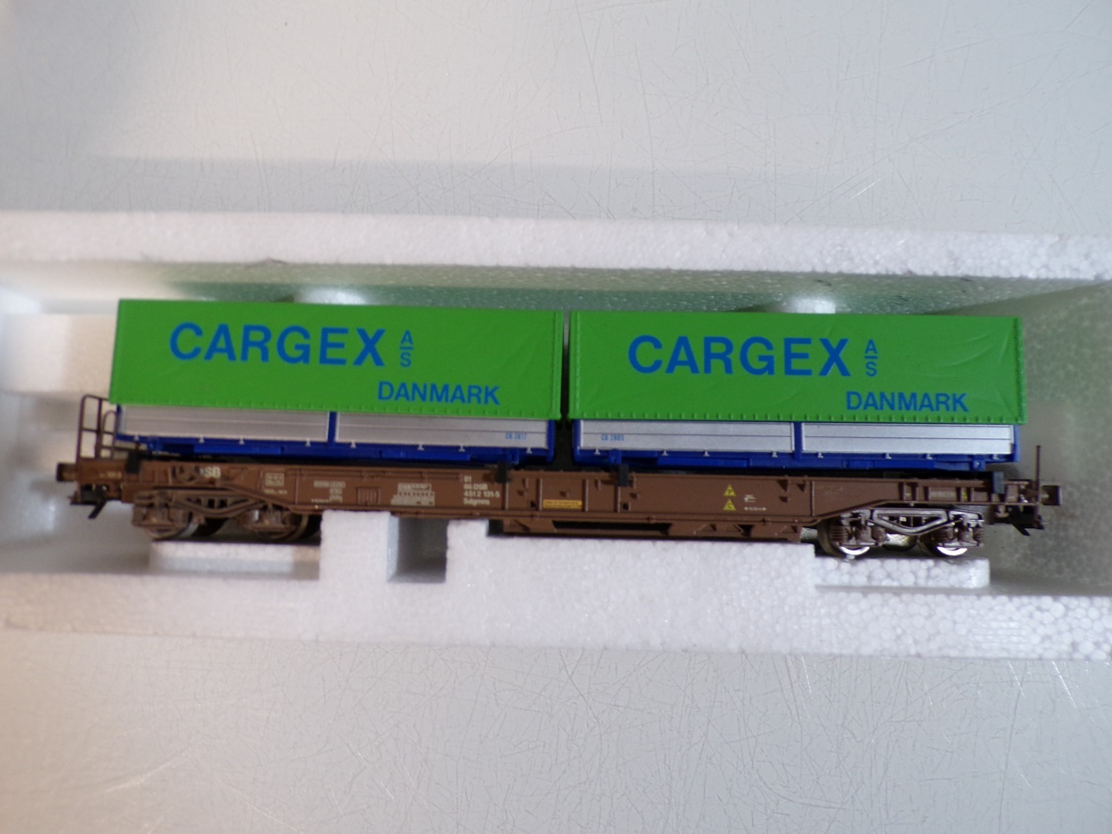 Roco H0 47122 AC Taschenwagen 2 Wechselbrücken der DSB in OVP für Märklin BH1806 – Bild 3