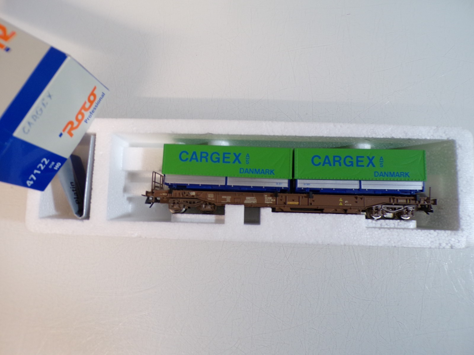 Roco H0 47122 AC Taschenwagen 2 Wechselbrücken der DSB in OVP für Märklin BH1806