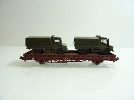 Roco H0 67764 Rungenwagen Ladung zwei Militär Unimog  in OVP PR1813 – Bild 3