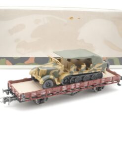 Roco Minitanks H0 894 Flachwagen R10 mit Sd.Kfz 7 in OVP RR791